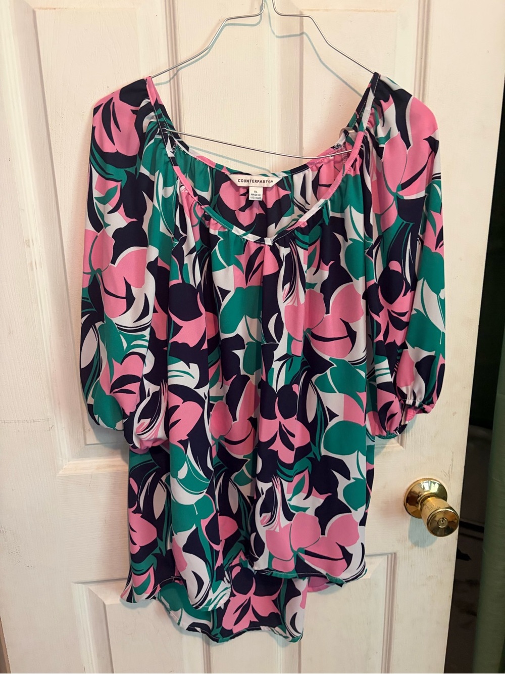 Counterparts Floral Off-Shoulder Blouse in Pink and Teal